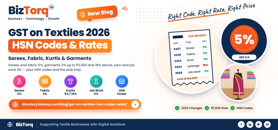 GST on Textiles 2026: HSN Codes and Rates for Sarees, Fabric, Kurtis and Garments